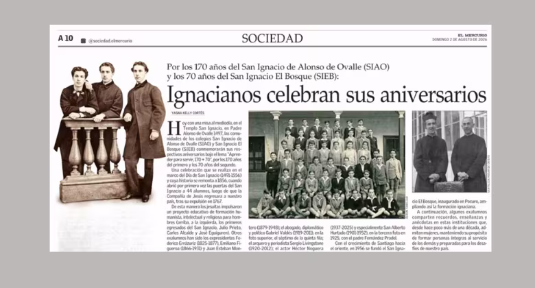 El Mercurio destaca los 170 años del Colegio San Ignacio y el legado de sus exalumnos
